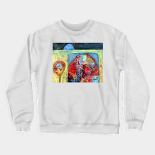 abstract in red, yellow and blue Crewneck Sweatshirt